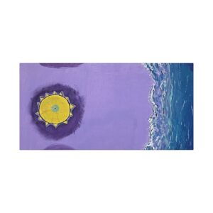 Purple Beach – Vibrant Abstract Canvas Art, Colorful Beach Wall Decor, Modern Sunshine Print, Serene Coastal Accent for Home or Office